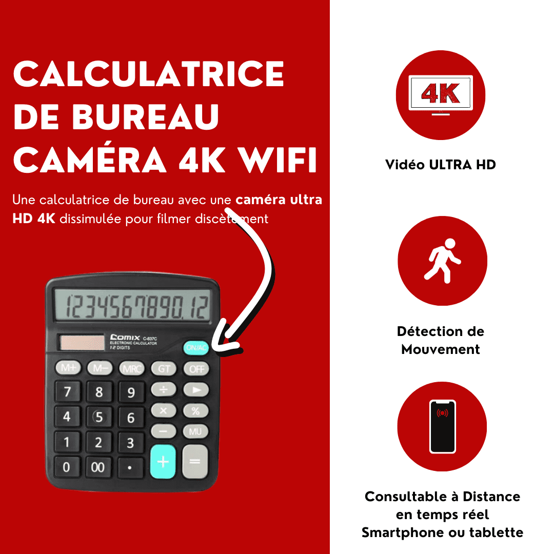 Calculatric avc camra spion 1080P IP WIFI détction d