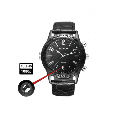 Montre en cuire Caméra noire