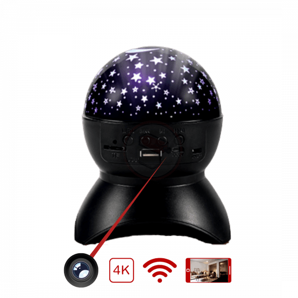 Projecteur lumineux Caméra Espion 4K Wifi avec Enceinte Bluetooth