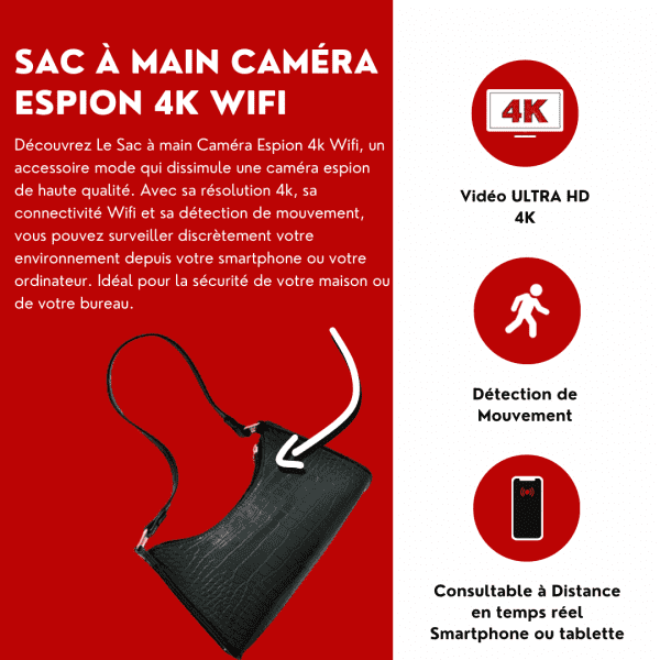 Sac à main Caméra Espion 4k Wifi