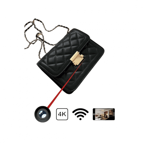 Sac à main noir Caméra Espion 4k Wifi