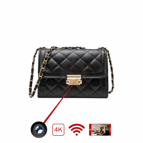 Sac à main noir Caméra Espion 4k Wifi